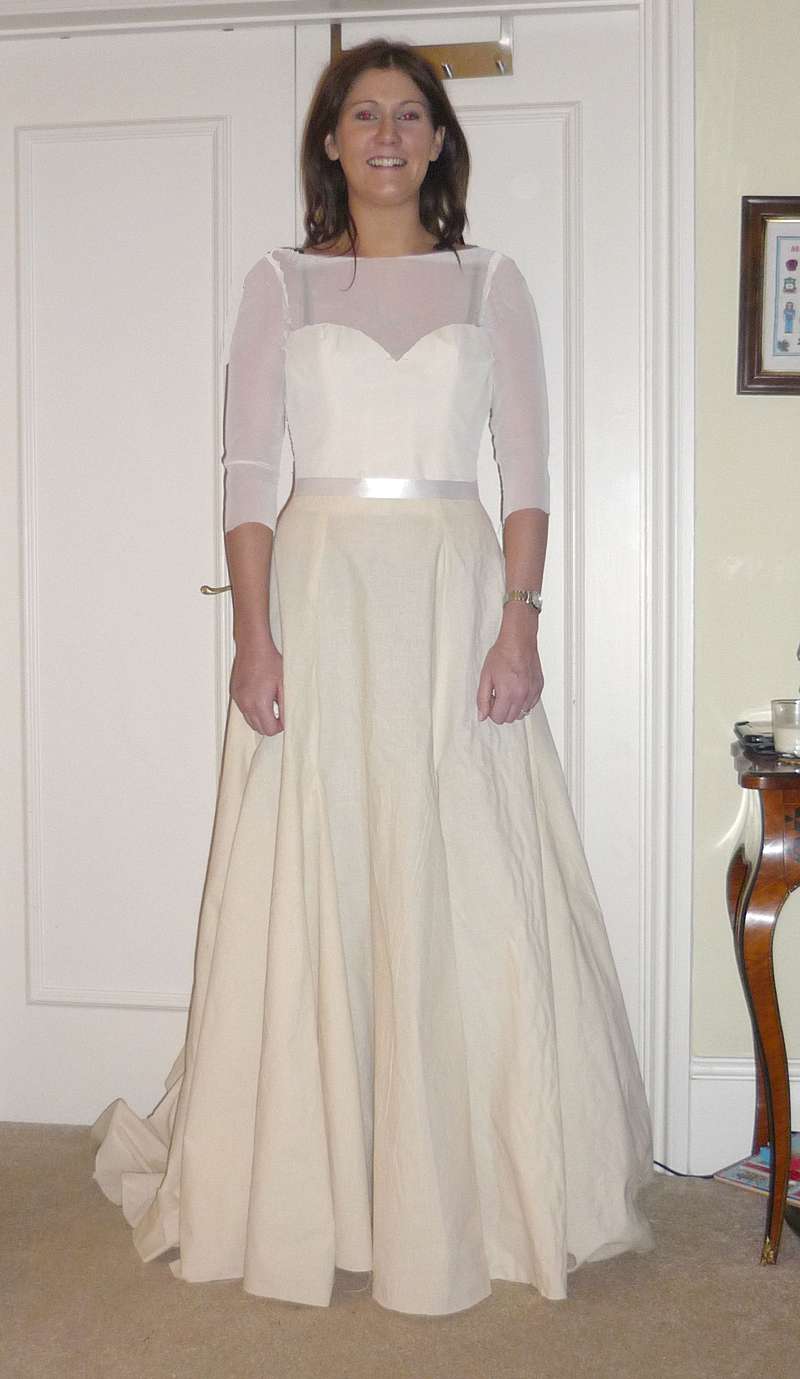 fitting picture bespoke wedding dress