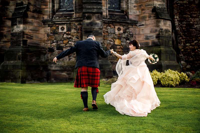 scottish castle wedding alternative bride blush pink