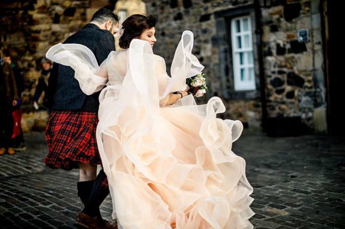 waterfall wedding dress