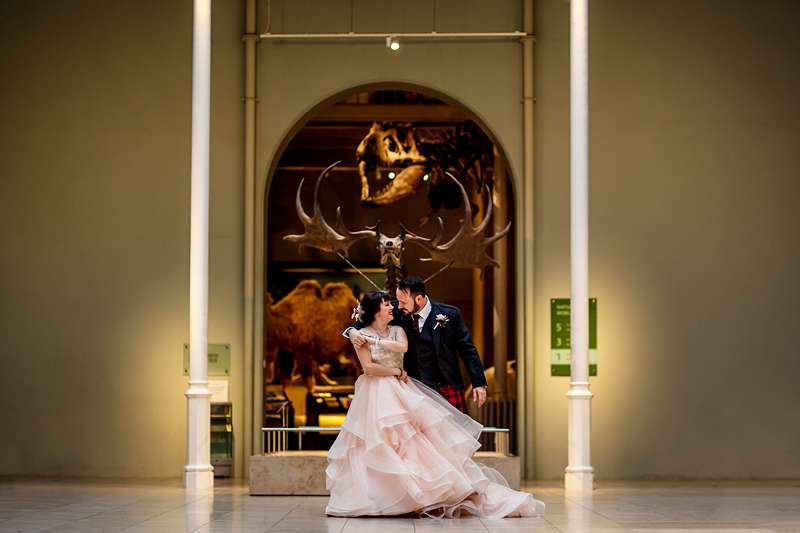 waterfall wedding dress bespoke pink blush organza