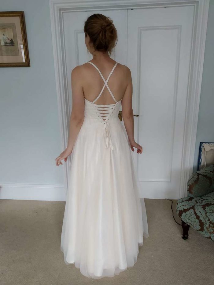 ribbon lace up back with eyelets custom wedding dress