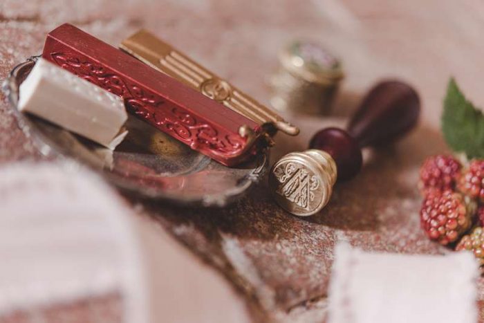 wax seal detail stamp on tiles