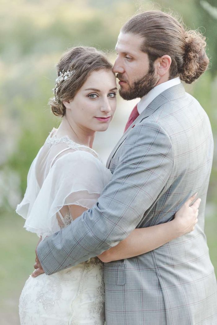 bride and groom portrait shot fine art style