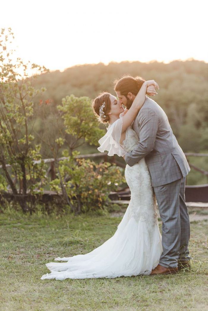 Illusion neckline wedding dress with lace bodice and statement full skirt »  Felicity Westmacott