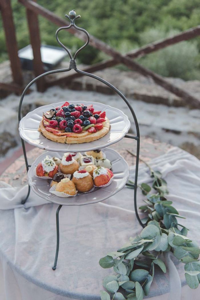 tuscan deserts on a tiered stand