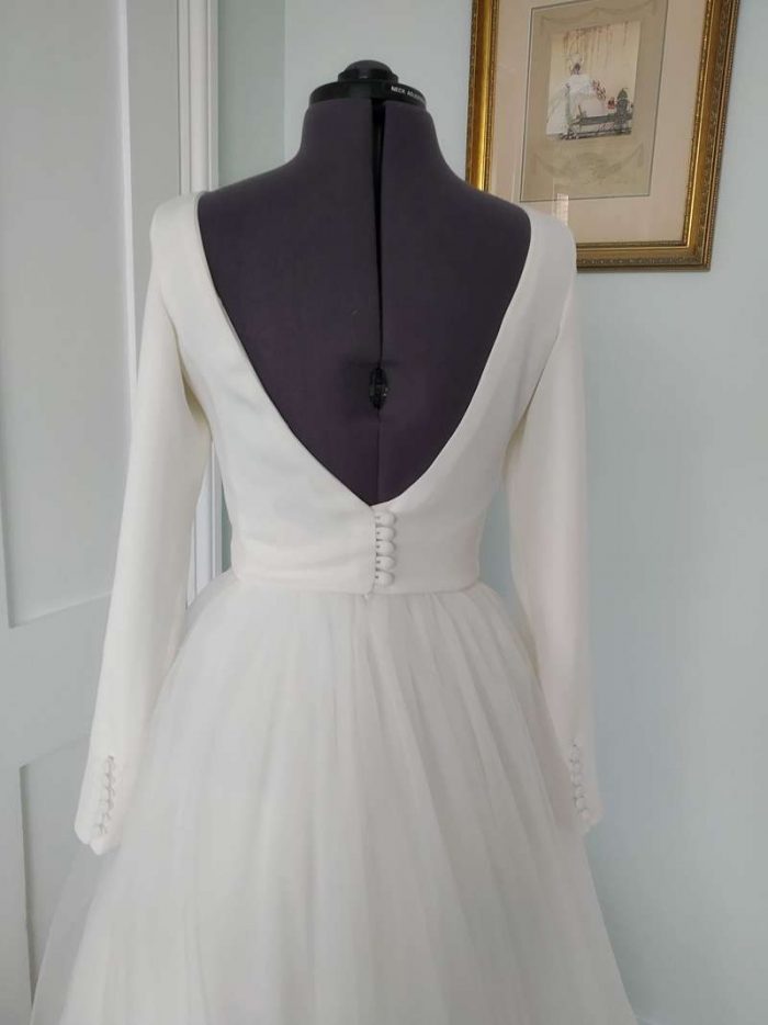 low back wedding top button back