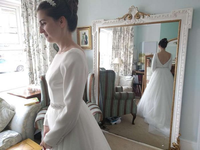 bespoke dressmaker surrey dress fitting real bride