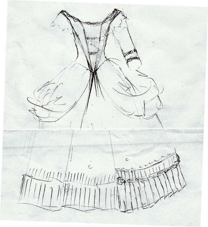 dress sketch 18th century inspired wedding dress