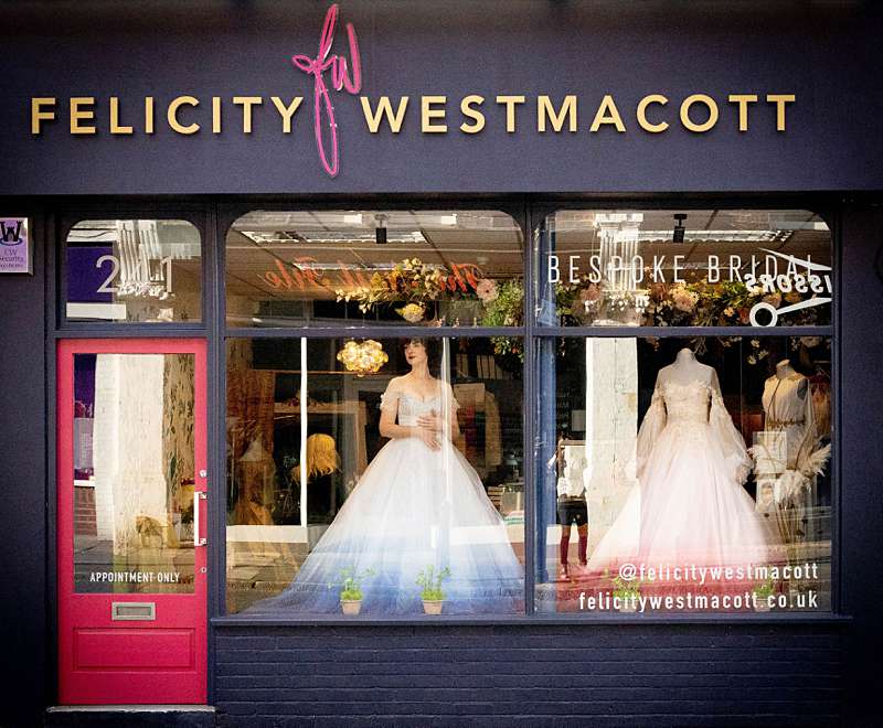 Wedding dress shop front Felicity Westmacott Dorking