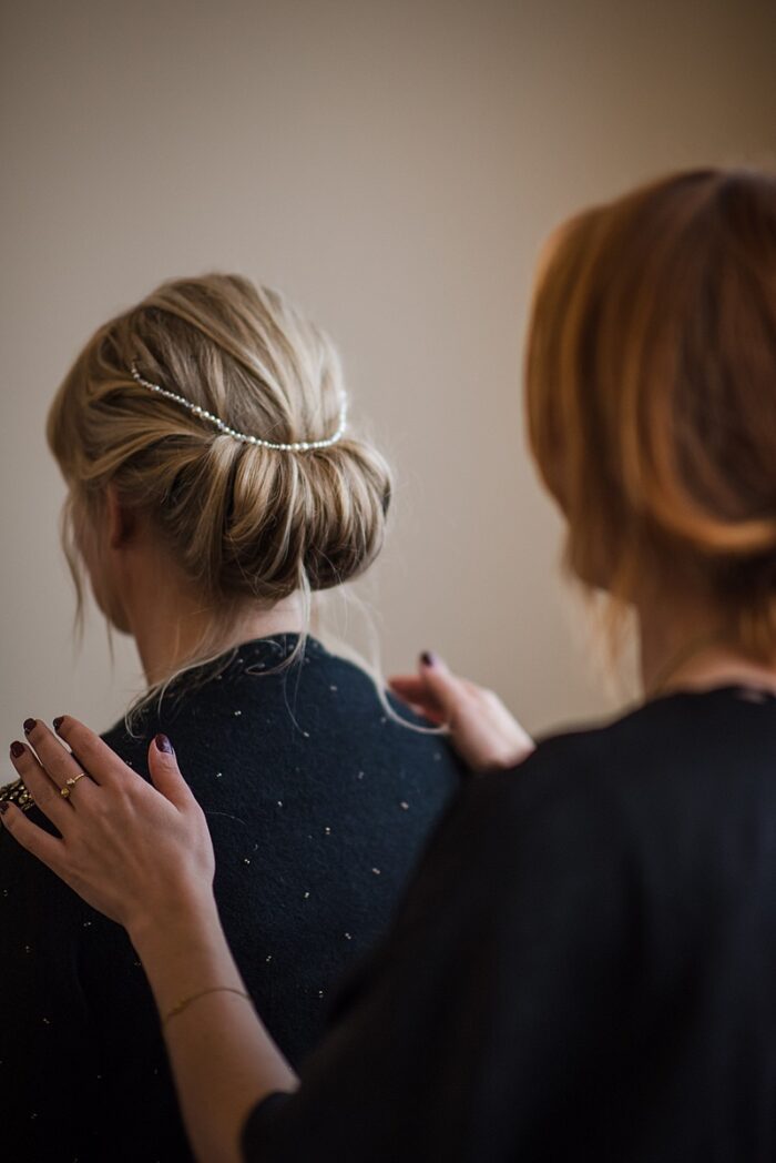 bridal hair style with pearls