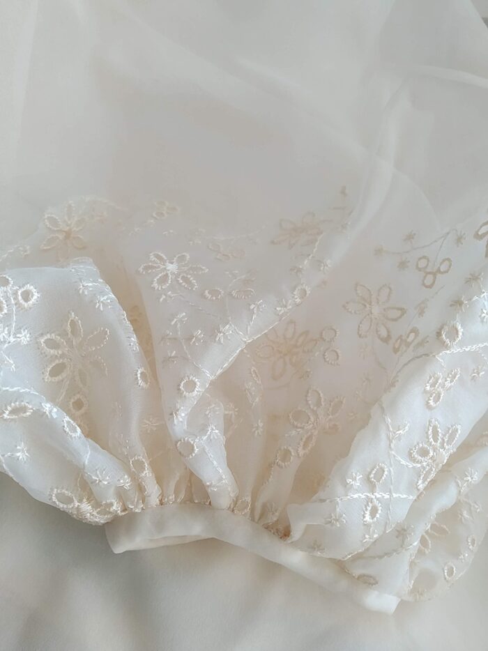 organza cuffs on balloon sleeves broiderie anglaise detail