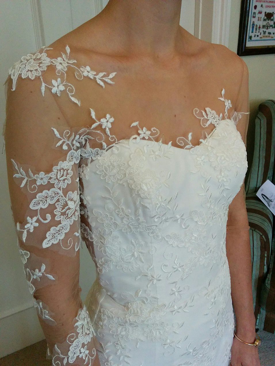 second fitting picture bespoke lace wedding dress