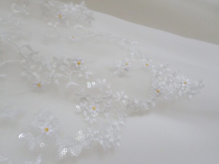 handsewn Daisy flower lace for custom wedding dress