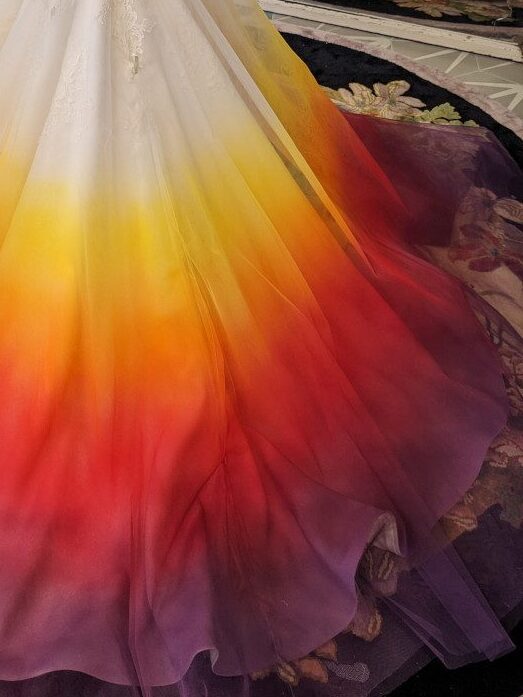 sunset phoenix dip dye wedding dress skirt