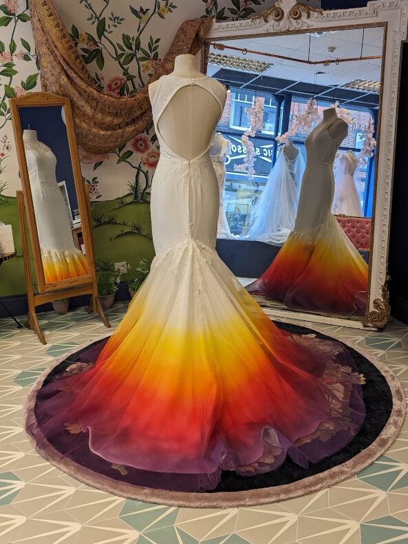 bespoke wedding gown fishtail mermaid dip dye