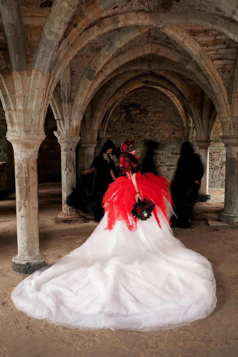 eye wide shut wedding inspo masks masquerade dramatic long train dress tulle