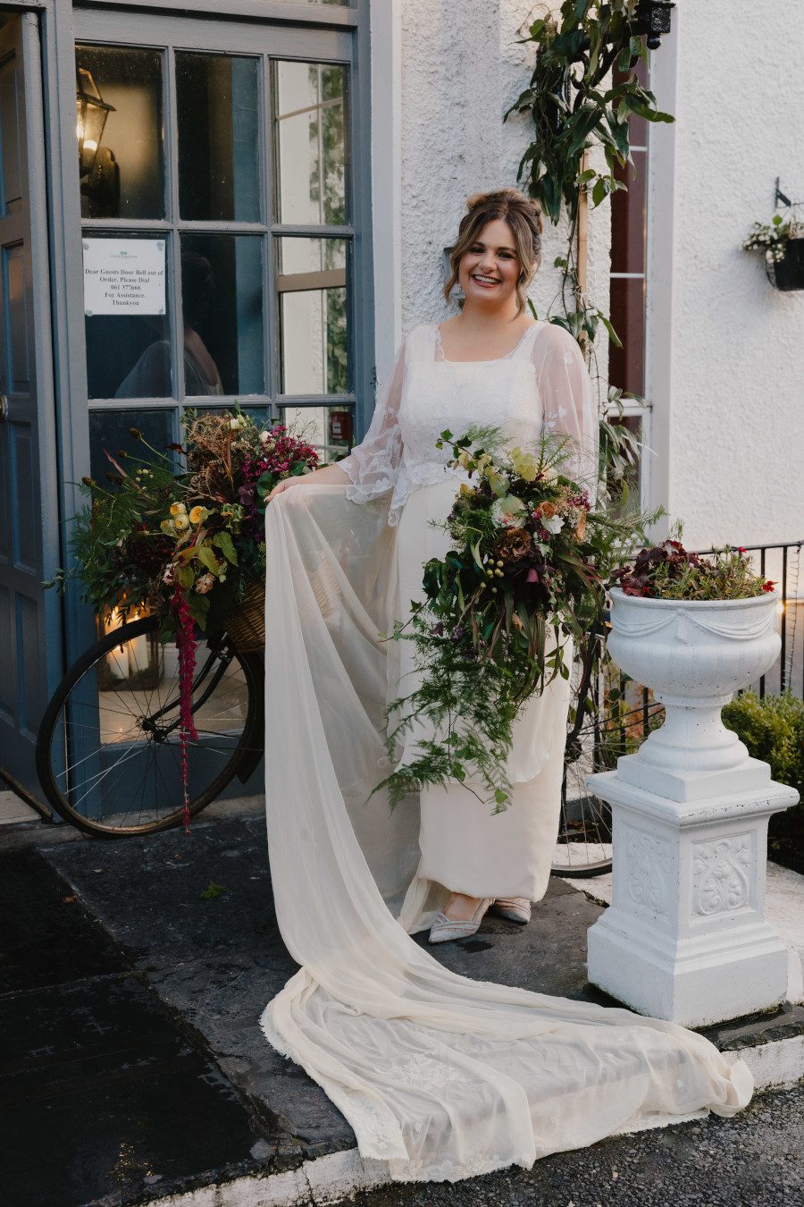 ivory cream white period wedding dress vintage antique lace train