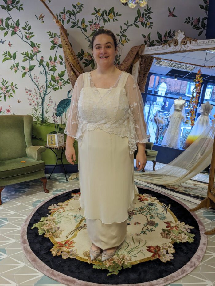 edwardian dress bride fitting