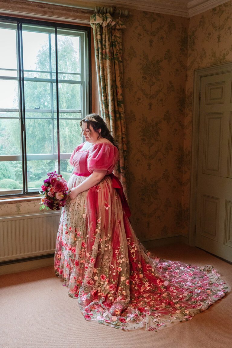 Floral Pink Plus Size Wedding Dress - Felicity Westmacott