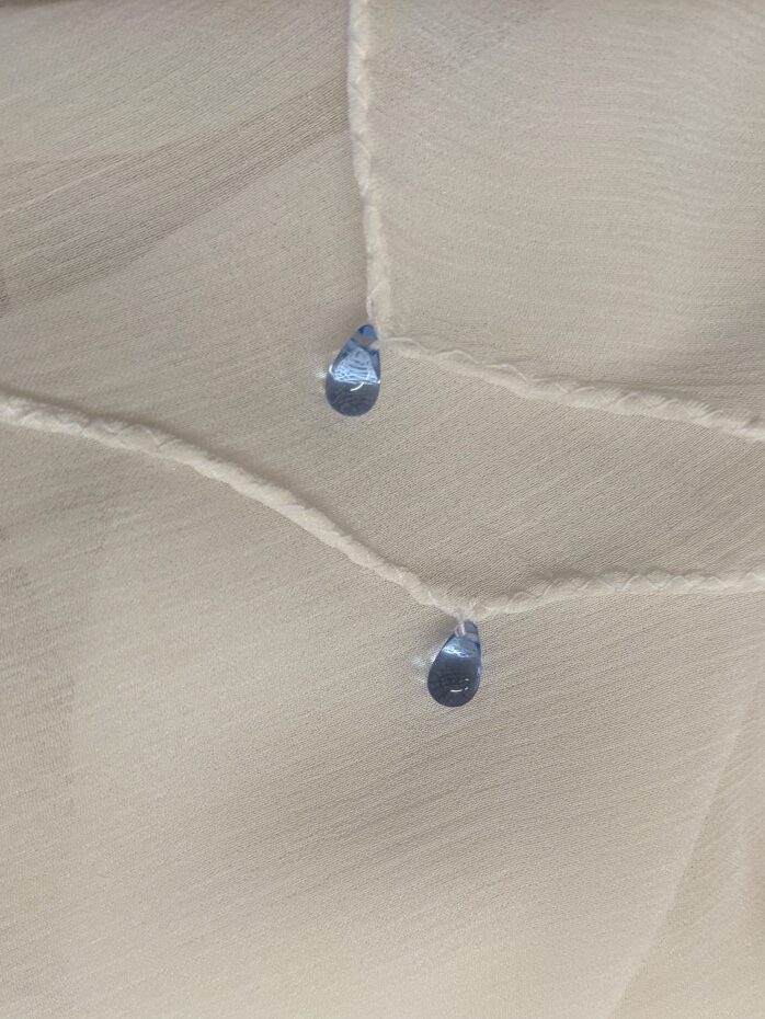 greek grecian wedding dress detail blue glass bead