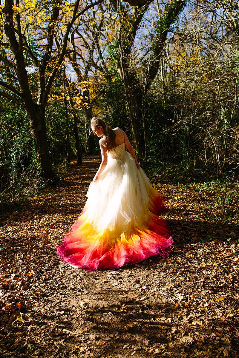 Phoenix Dipdye Wedding Dress woodland bride