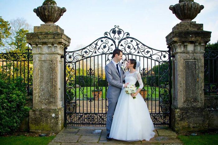 lace and tulle bespoke wedding dress country estate picture