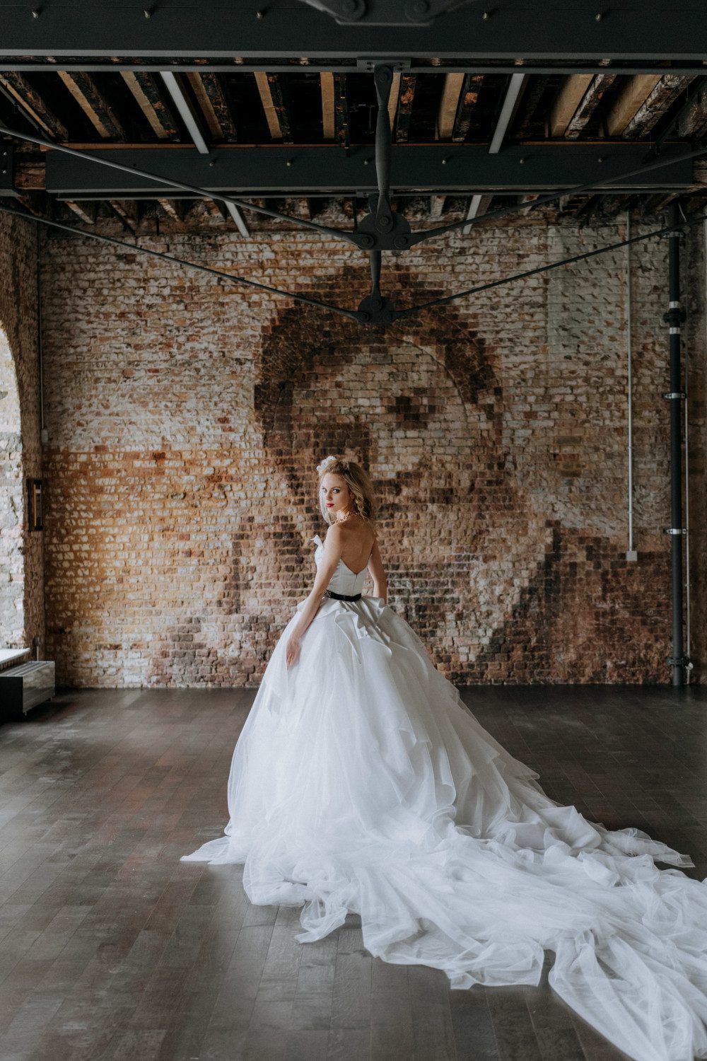 dramatic cool modern edgy punk white layered wedding dress