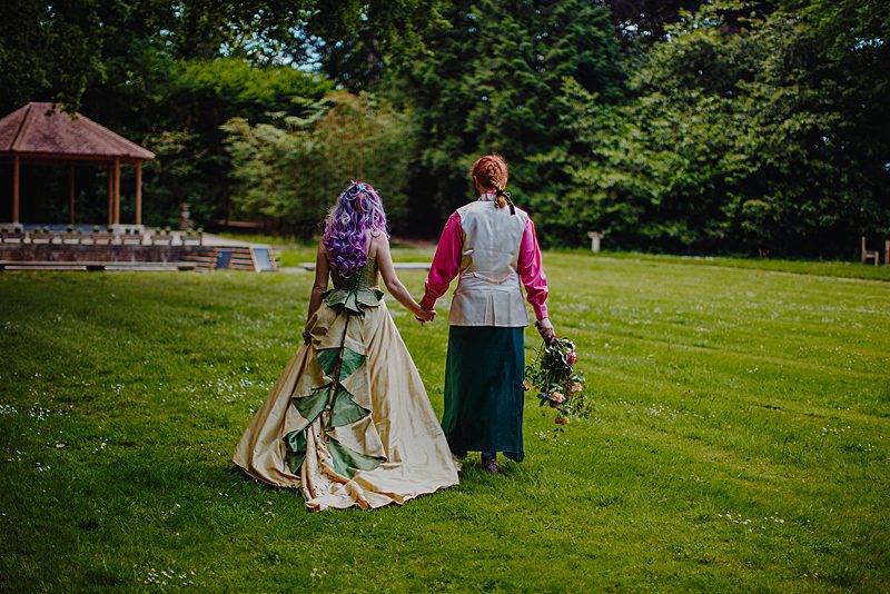 non-binary-bride and groom-in-a-skirt.