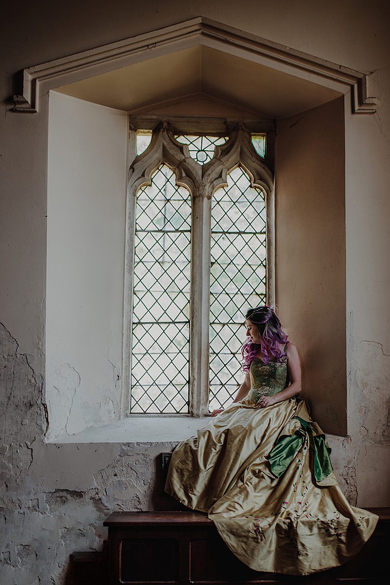 romantic-photoshoot bride in a-church-window