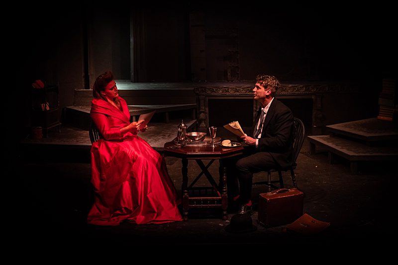 archway theatre Dracula 2022, red dress coat