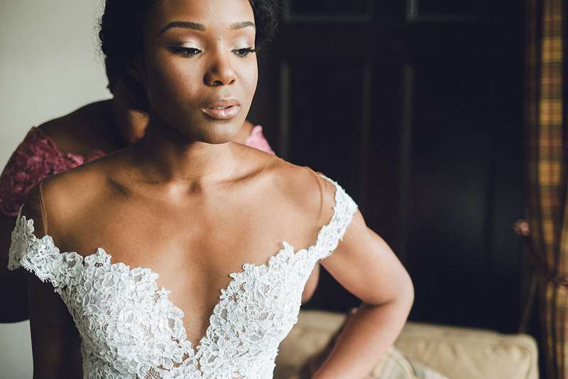 corded lace illusion wedding dress for black bride