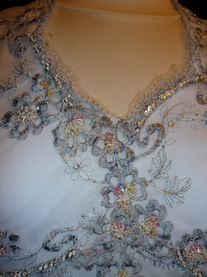 blue and pastel colour floral lace
