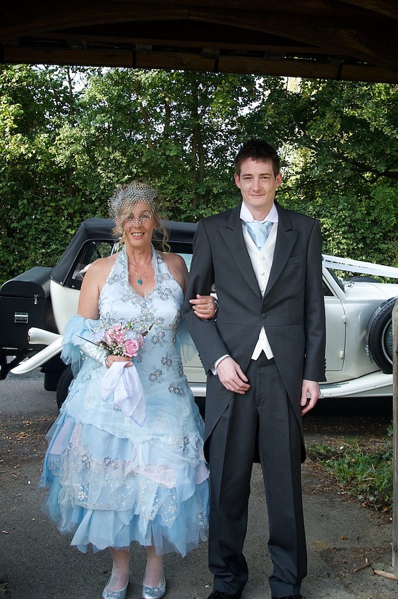 blue halter neck wedding dress