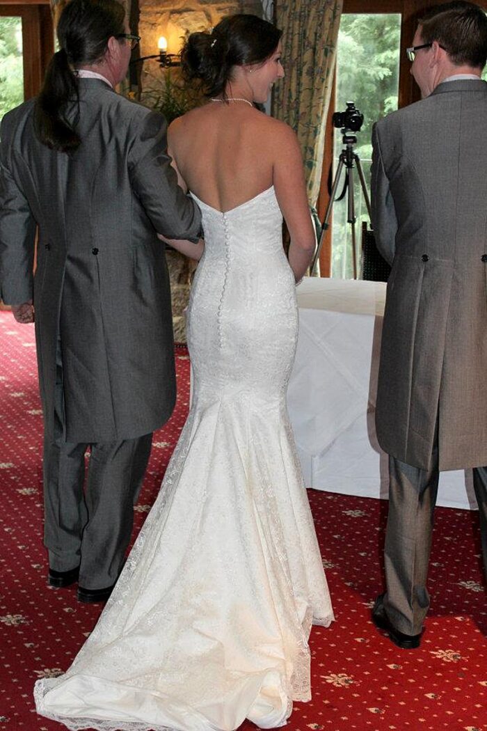 getting married in a button back fitted wedding dress