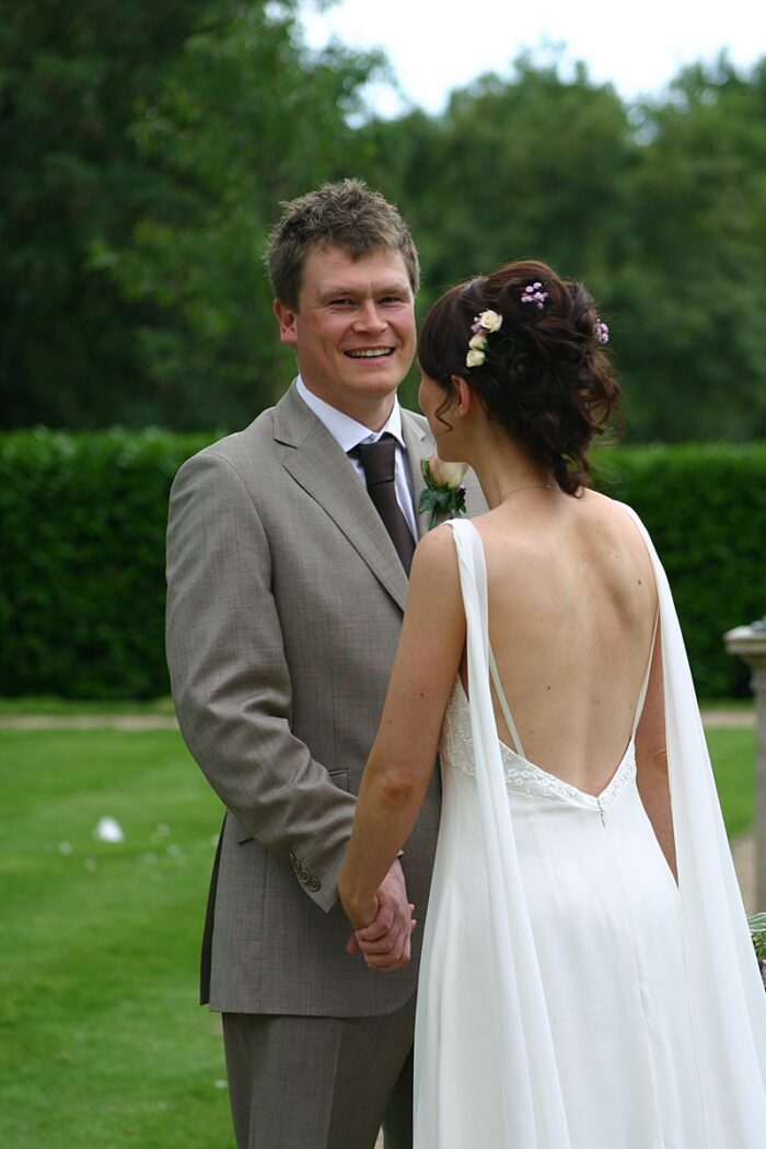 low back bespoke wedding dress horsham with wing train