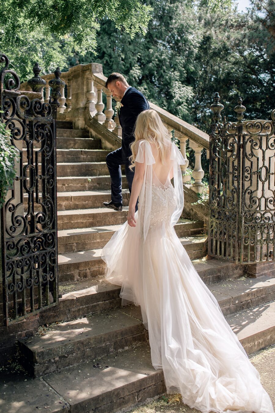 Bespoke Nude Lace Wedding Dress low back backless bodycon fitted