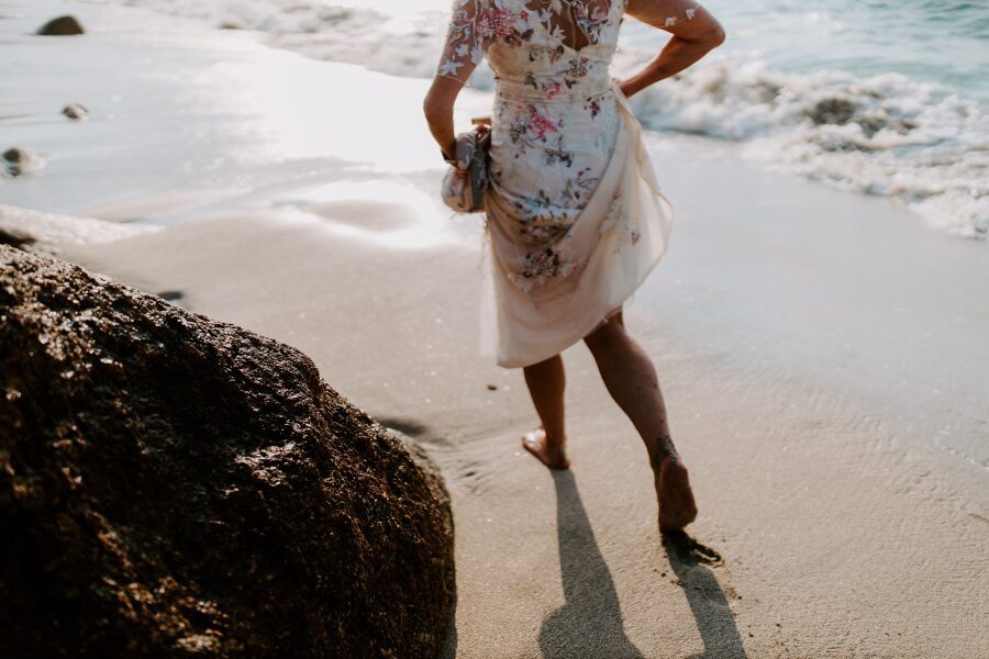 colourful unique unusual summer wedding dress beach wedding cornwall