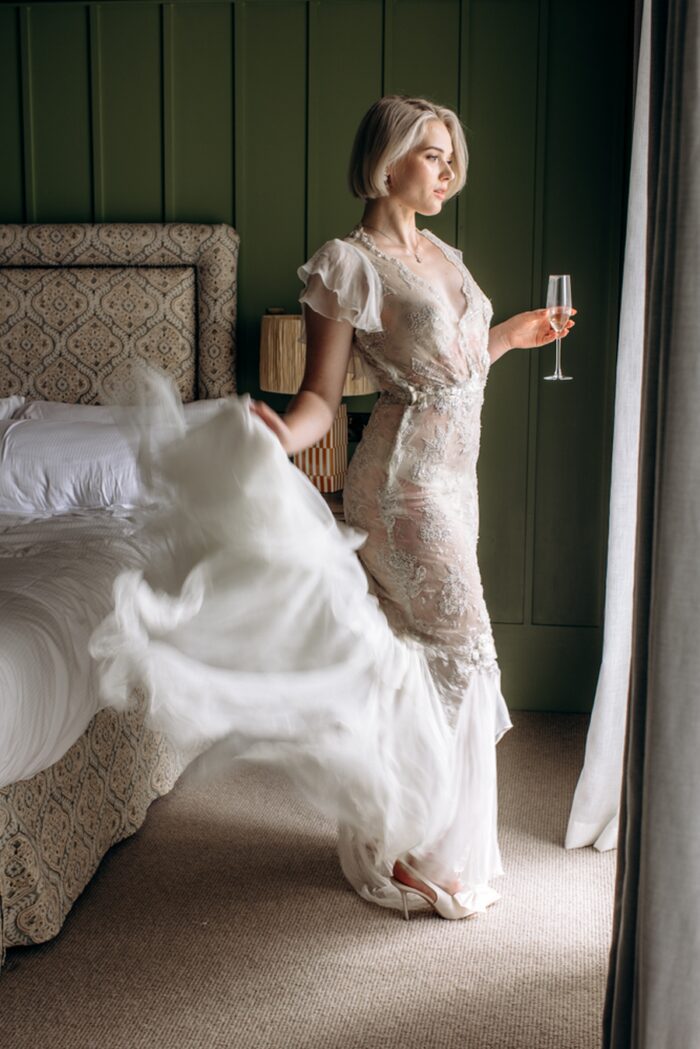 beautiful elegant sexy ivory beige sand silver wedding dress margot robbie