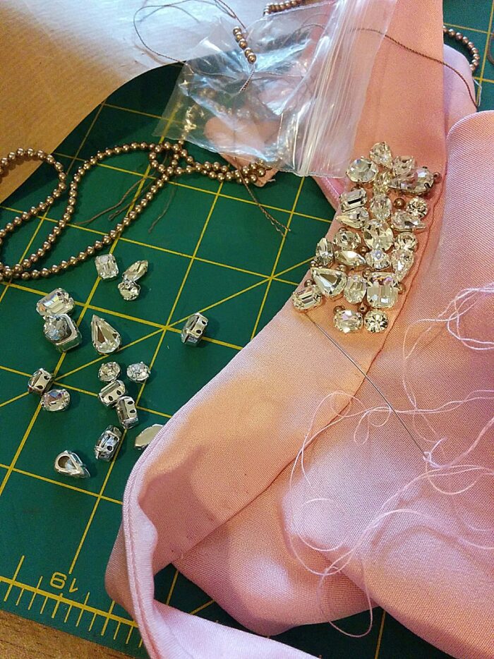 on the worktable diamante stone embellishment silver Swarovski
