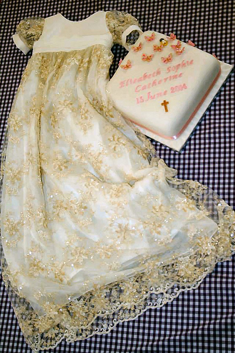 made to measure custom ivory and gold lace baptism naming christening dress