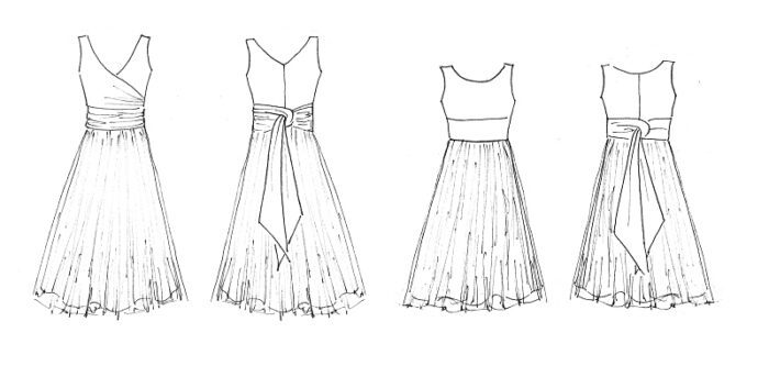 original design sketch for bridesmaid dresses by Felicity Westmacott