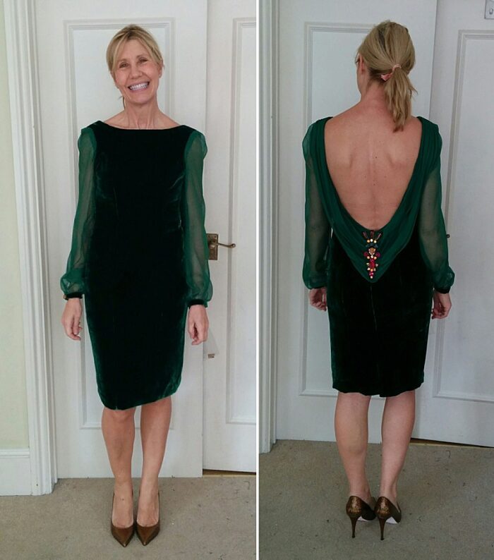 fitting picture in finished bespoke mother of the bride dress