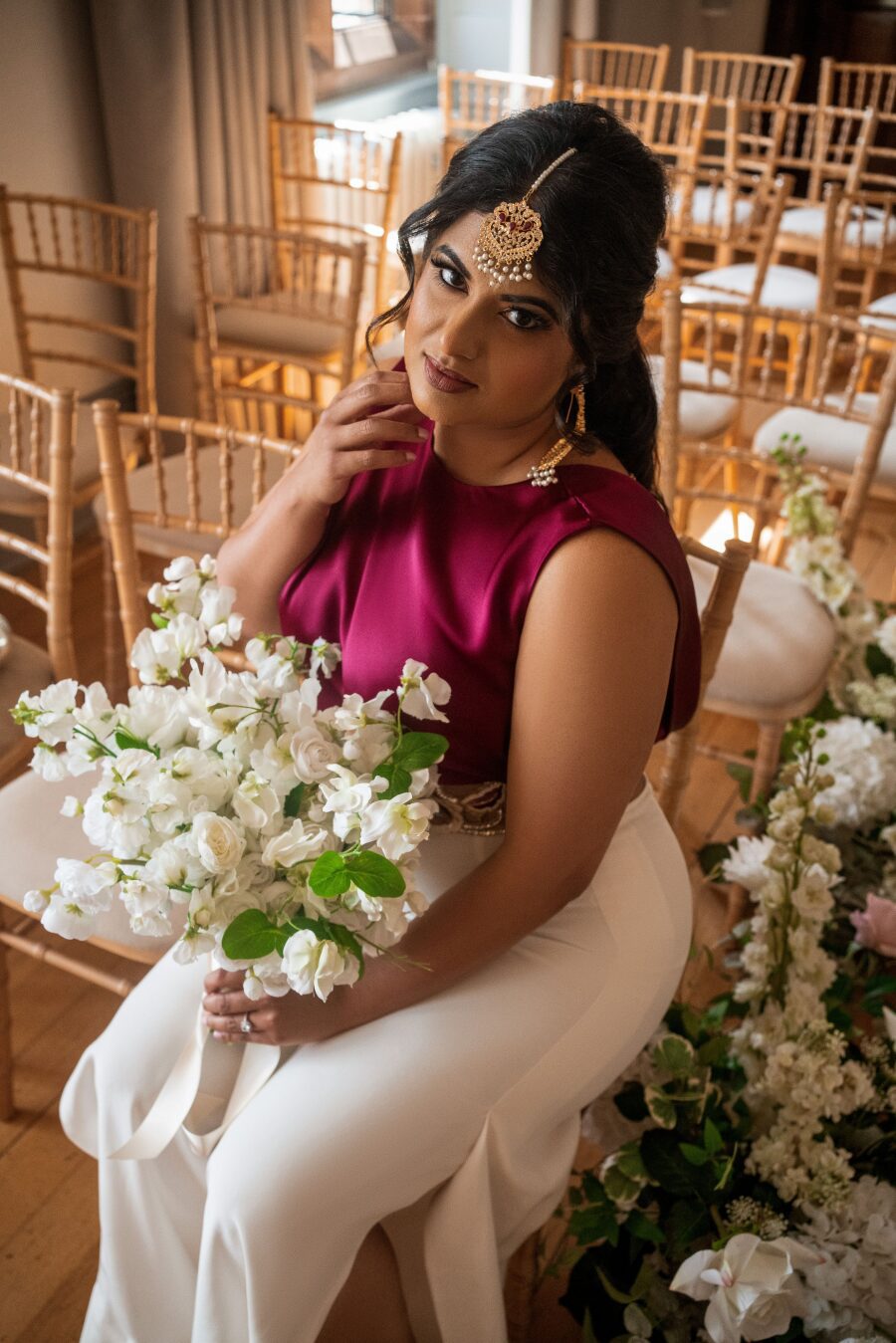 modern indian english uk bride brown skin mid size custom wedding bridal separates