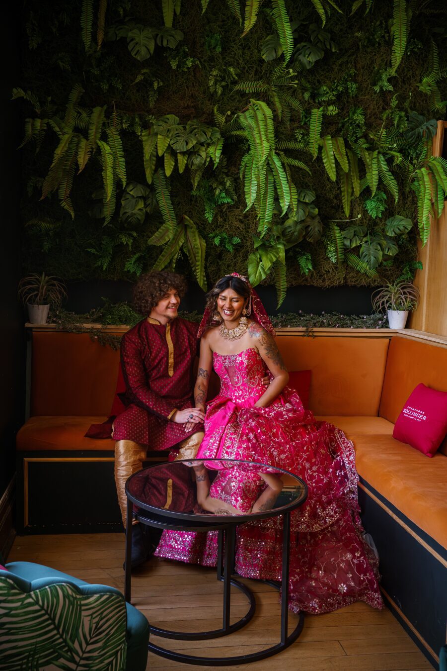 traditional indian pink gold fabric repurpose upcycle matching veil colourful vibrant jungle core