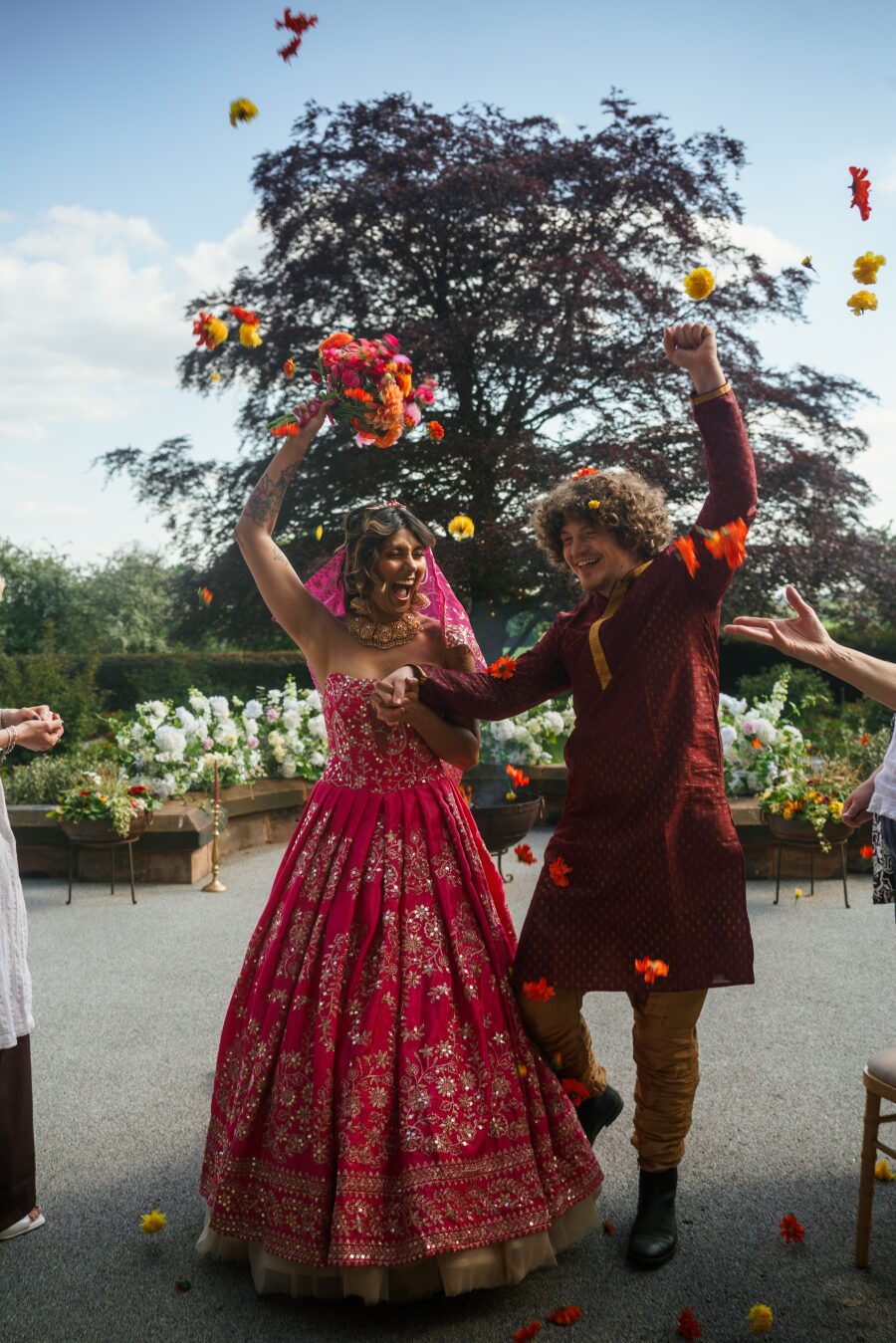 british uk indian couple traditional dress mixed race multi cultural fusion wedding