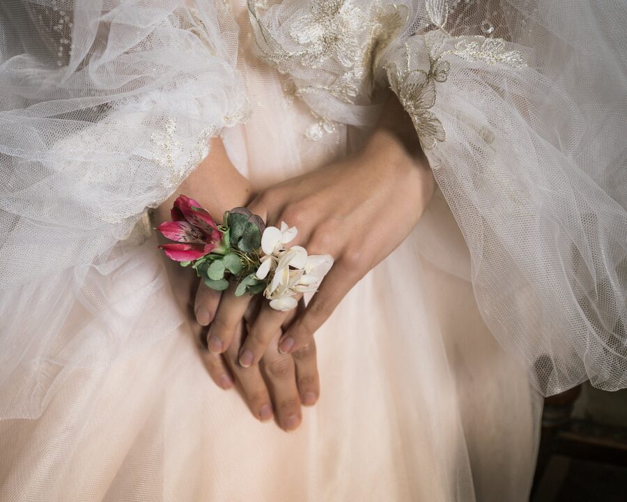 unique unusual whimsical bridal jewellery floral arrangement flower ring accessory