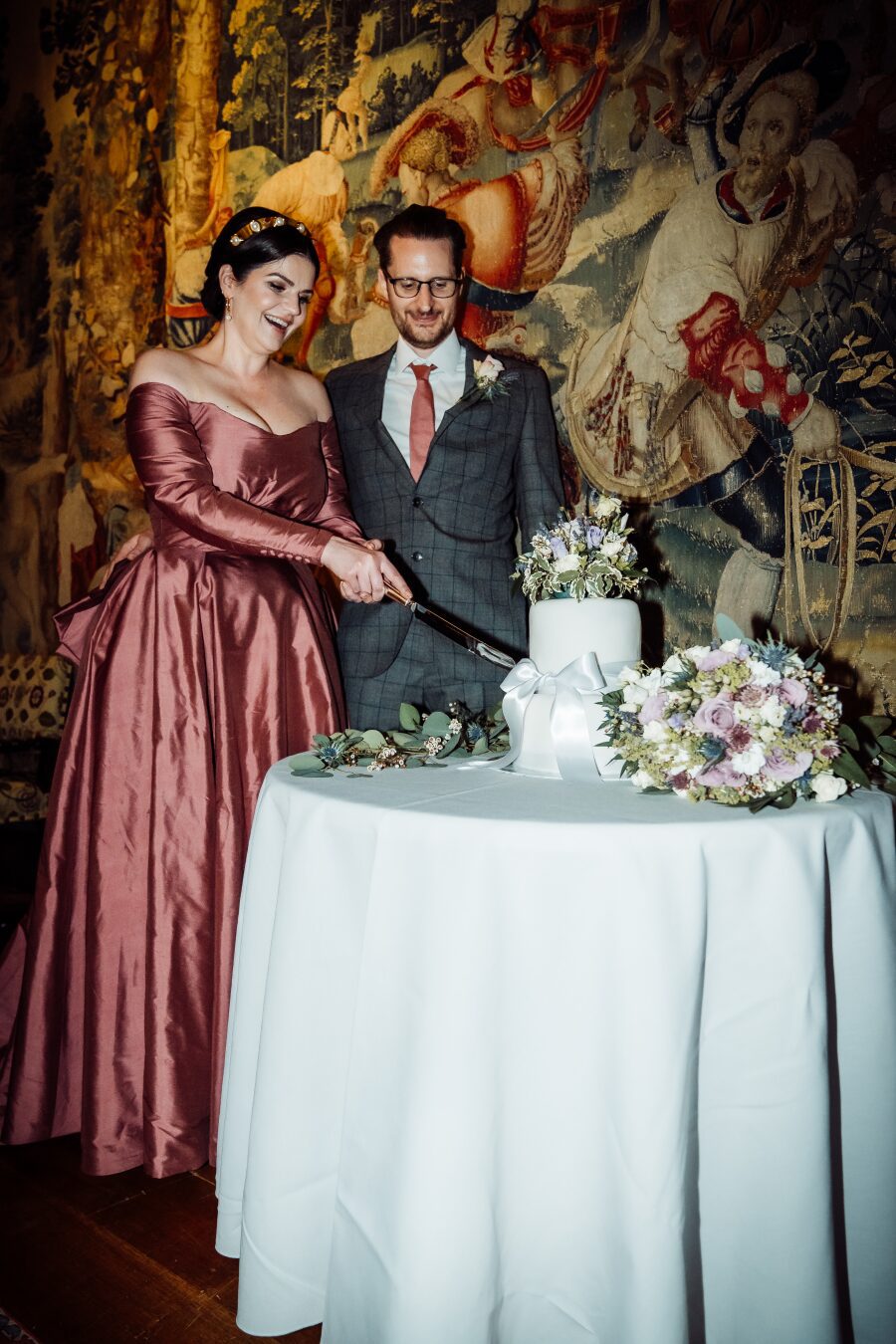 dusty pink red raw silk satin dupion wedding dress bridal fashion boutique uk