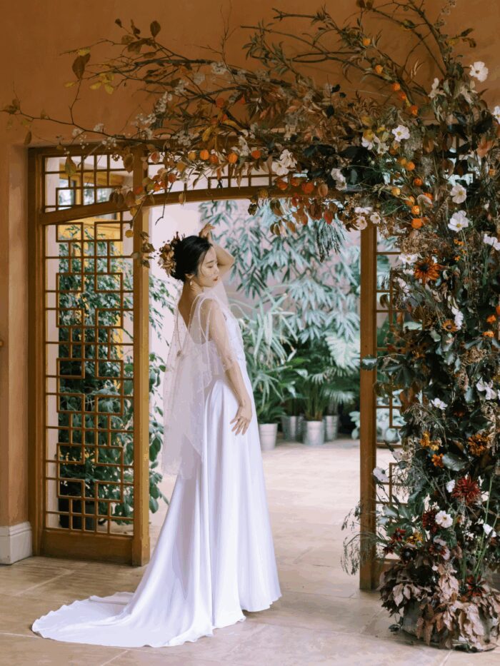 Bespoke Chinese Fusion Wedding Dress Photoshoot simple chic clean white