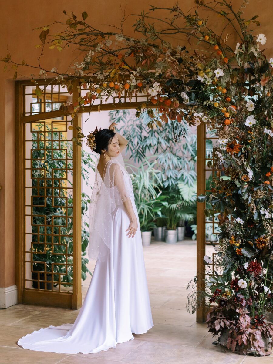 Bespoke Chinese Fusion Wedding Dress Photoshoot simple chic clean white