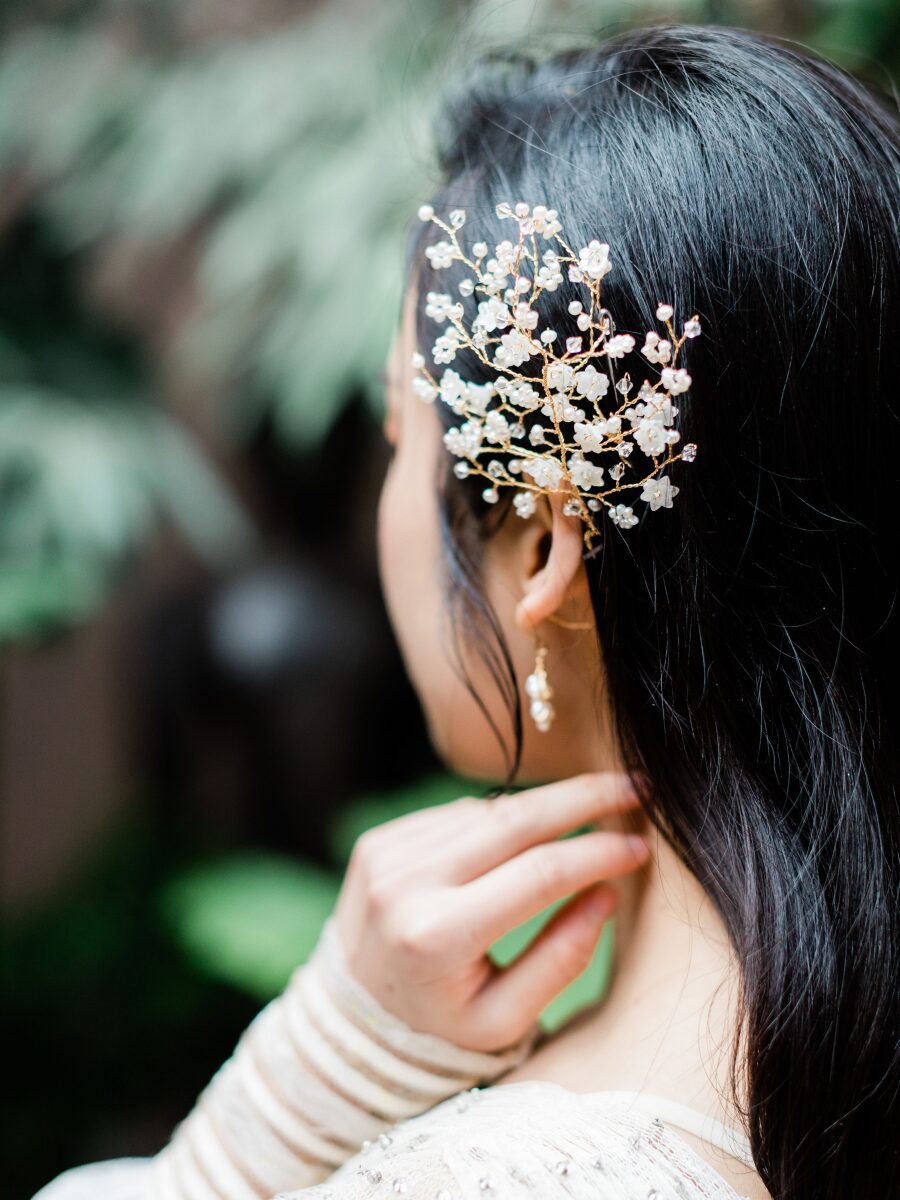 ornate wire work beaded bridal hair accessory